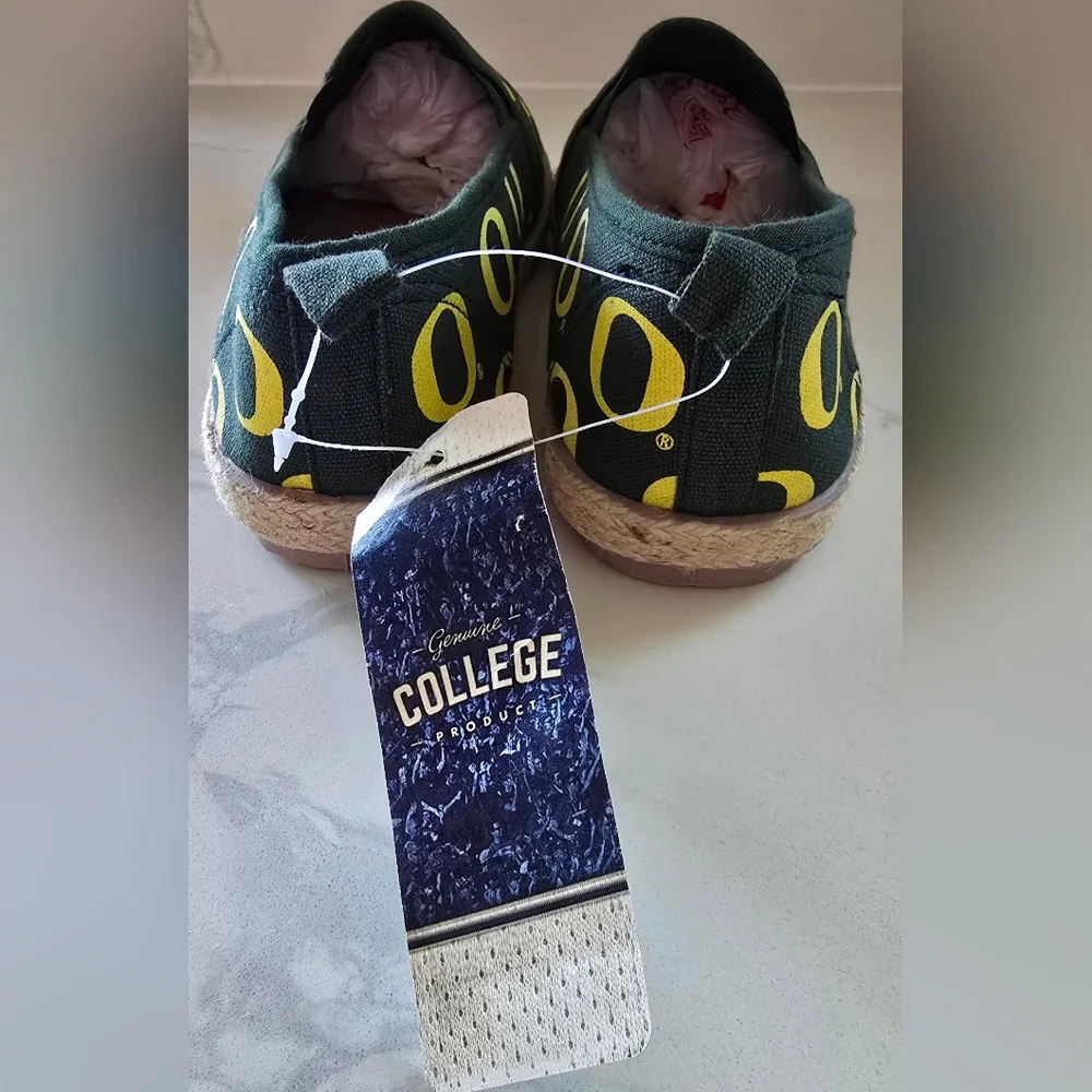NCAA Women's Oregon Ducks Espadrille Canvas Slip On Shoes Large‎ New With Tag